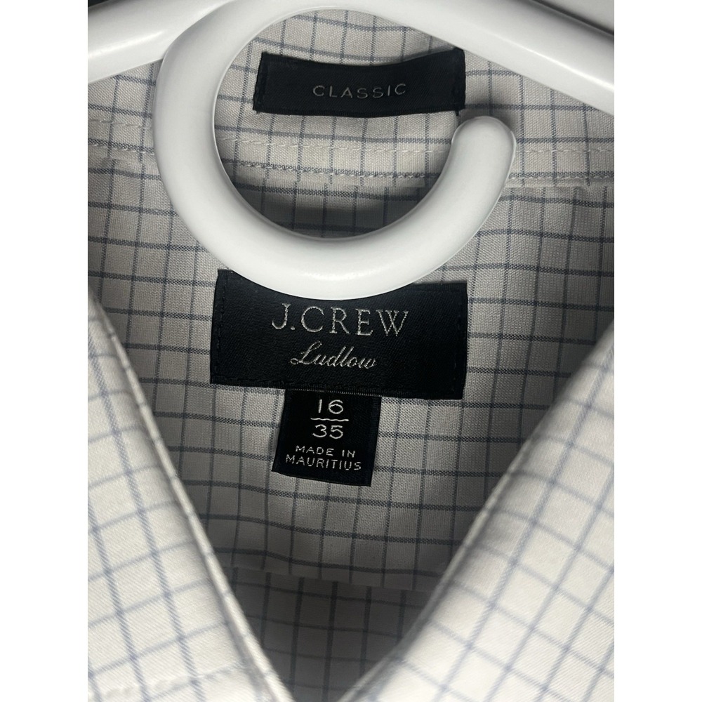J.CREW Ludlow Classic Dress Shirt White Check 16 35 100% Cotton 20" Chest - Picture 4 of 10